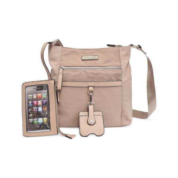 ADRIENNE VITTADINI Taupe Street Smart North South Crossbody Bag NWT - Picture 2 of 7